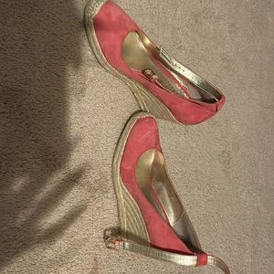 Frano Sarto pink wedge shoes, leather upper